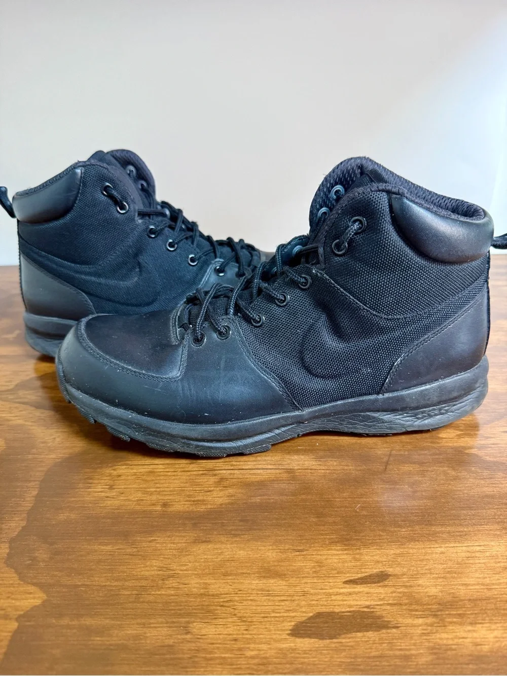 Nike Manoa ACG All Black Leather Lace up Combat Boots Mens Size 10.5
